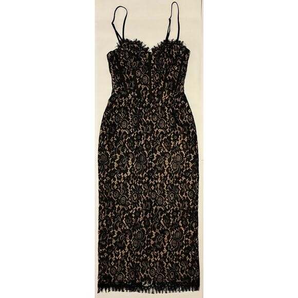 NWT Showpo Makenzie Midi Dress Strappy Corset Lace Slip Dress in Black Size 2 XS - Picture 7 of 9